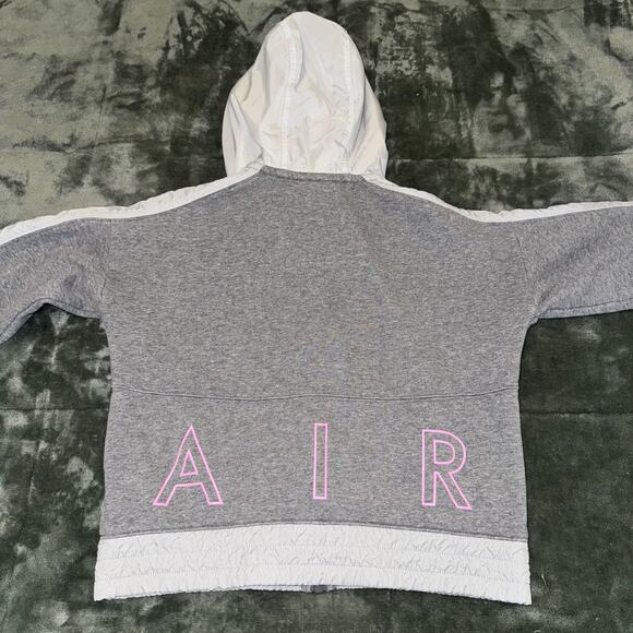 Nike Air Full Zip Hoodie Jacket Girls Large Heather Gray Long Sleeve Activewear - Picture 2 of 9